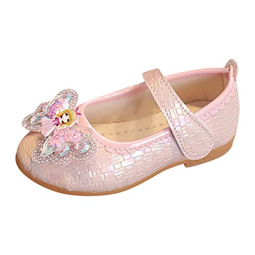 Fashion Summer Dress Mary Jane Girls Casual Shoes Rhinestone Bow Cartoon Girls Wedding Party Ballerina Flat Shoes (Pink, 1.5 Big Kids)