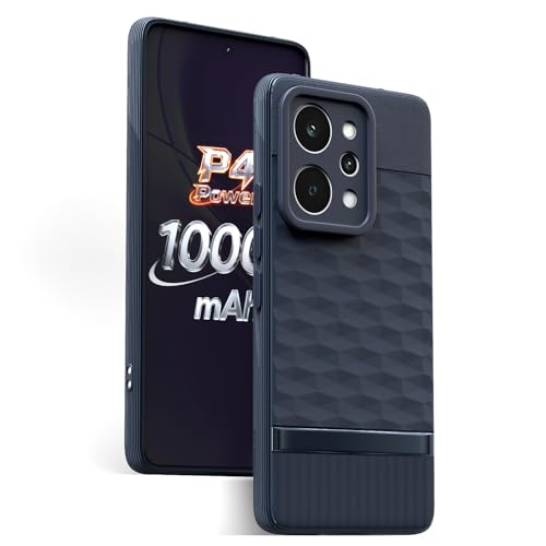 Image of Pikkme Back Cover for Realme P4 Power 5G Camera Protection 3D Hexa Cube Design Silicone Protective Bumper Case (Blue)