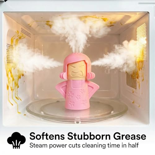 Image of Angry Mama Microwave Oven Steam Cleaner, Angry Mom Microwave Cleaner, Just Add Vinegar and Water, Cut Cleaning Time by Half (Pink)