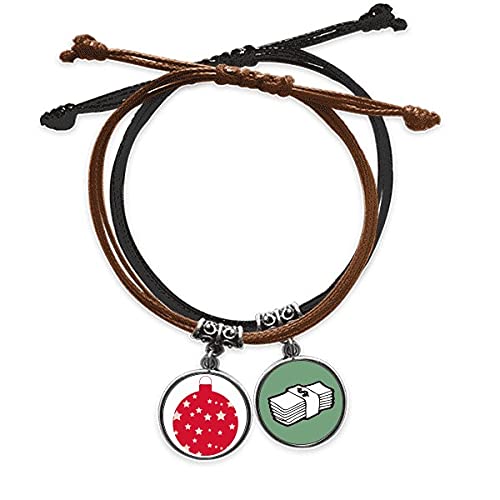 Pulsera Estrella de Navidad cuerda roja amuleto dinero cadena de mano cuero ajustable