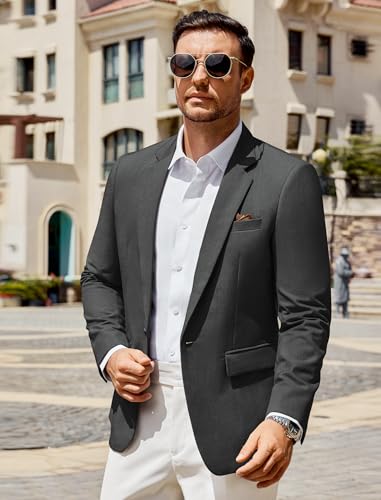 Vssjavun Mens Blazer Casual Sport Coat Lightweight Slim Fit One Button Suit Jacket3