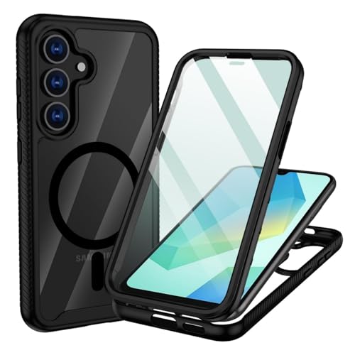 OUBELI Coque Magnétique pour Samsung Galaxy S25 FE Compatible Magsafe Étui de Protection Robuste avec Protection d'Écran Intégrée, Housse Antichoc 360 Degrés - Noir