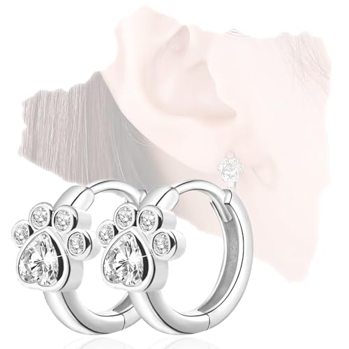 COYUN 2 pcs Ohrstecker Katzenpfotenabdruck, Mädchen Ohrringe Pet...