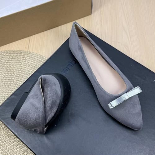 Hee grand Women's Pointed Toe Bowknot Ballet Flats Comfortable Slip-On Dressy Shoes for Work4