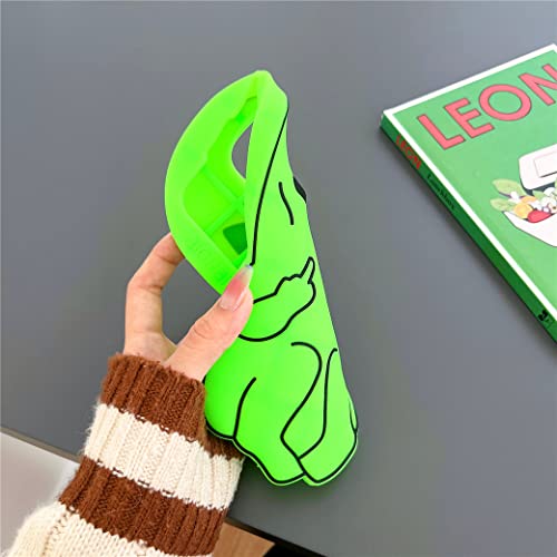 Cartoon Funny Design Iphone 14 Pro Max Case, Cool Funny Soft Silicone Case For Iphone 14 Pro Max Case, Compatible With Men's And Women's Iphone 14 Pro Max Cases, Kawaii 3D Phone Case (Green Alien) #TOP5