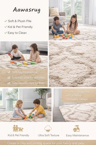Image of Carpet for Hallway, Kitchen, and Modern Interiors, Cozy Shag Runner for Living Room, Entryway & Office Decor Size 4x6 feet Ivory B iii