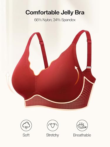 Image of Wireless Jelly Bras for Women No Underwire with Support - S-2XL Seamless Bralettes Everyday Comfort Tshirt Padded Bra