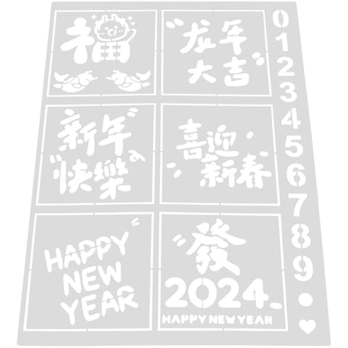 Cabilock Plantillas para Pintar Reutilizables de Pet Flexible con Diseño Especial para Manualidades y Decoración de Año Molde para Dibujo Superficies Planas Paredes Aptas para Lápices y