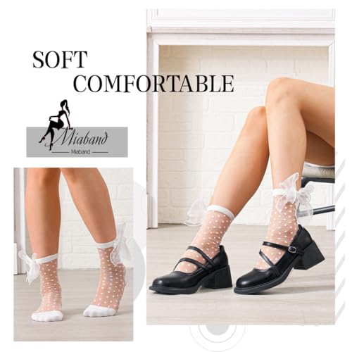 Ruffle See Through Socks Dot Lace Sheer Socks Tulle Cool Mesh Ankle Sock for Women 2 Pairs4