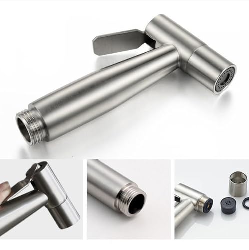 Bidet Handbrause, Edelstahl WC Duschkopf, Toiletten Bidet Sprühkopf, Hand Bidet Sprayer, WC Sprühpistolendüse, für Reinigung von Toiletten, Badezimmern, Körperpflege und Haustieren, Silber – Bild 6