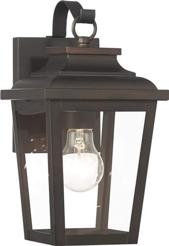 Image of The Great Outdoors Irvington Manor 1 Light Wall Mount in Chelesa Bronze Finish with Clear Glass