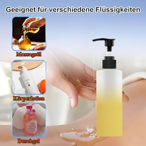 Pump Massage Oil Dispenser,Set of 2 Bottles with Essential Oil Diffuser and 4 Pump Heads, Reusable Massage Oil Dispenser, Body Care,250ml image 4