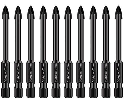 Mgtgbao Concrete Drill Bit Set, 10Pcs 7Mm Masonry Drill Bits Set Carbide Tip For Glass, Brick, Tile, Concrete, Plastic And Wood #TOP18