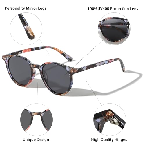 Image of Small Round Polarized Sunglasses for Women Men Compact Vintage Style UV400 Protection Classic Lightweight