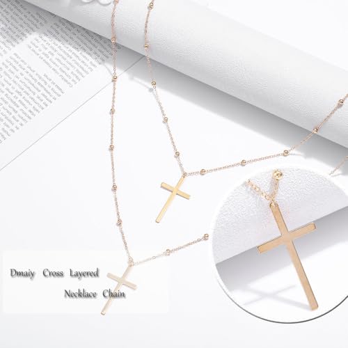 Gold Layered Cross Pendant Necklace Long Vintage Christian Cross Necklaces Boho Jewelry for Women and Men4