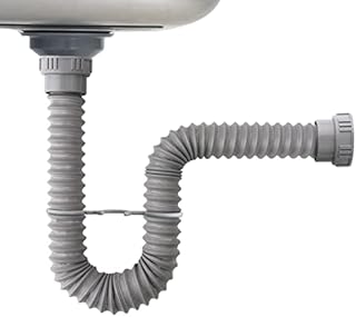 OPERMAXER Flexible Sink Drain Pipe, 1-1/2 P-trap Flexible & Expandable Drain Tube, Adjustable P Trap for Waste Water Drain and Garbage Disposal in Kitchen