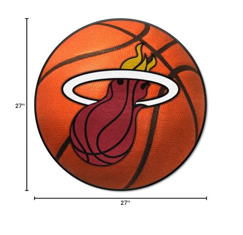 Miami Heat NBA Sports Team Logo Round Indoor Outdoor Area Rug Basketball Floor Mat Carpet 27" Orange