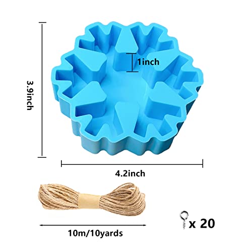 2Pcs Silicone Molds For Freshies, Christmas Tree,Snowflakes Car Freshie Mold Car Freshies Supplies Molds Oven Safe Making Kit With Screw Eye Pins,Jute Twine For Aroma Beads Soap Candles #TOP2
