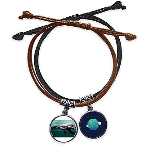 Pulsera de cuero de ballena trenzada a mano con acabados artesanales