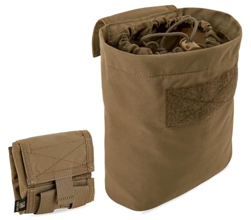 KRYDEX GEAR Poche de Récupération Tactique Molle Pliable - Sac Polyvalent Compact pour Chargeurs, Utilitaire à Enroulement Multi-Usage (Coyote Brown)