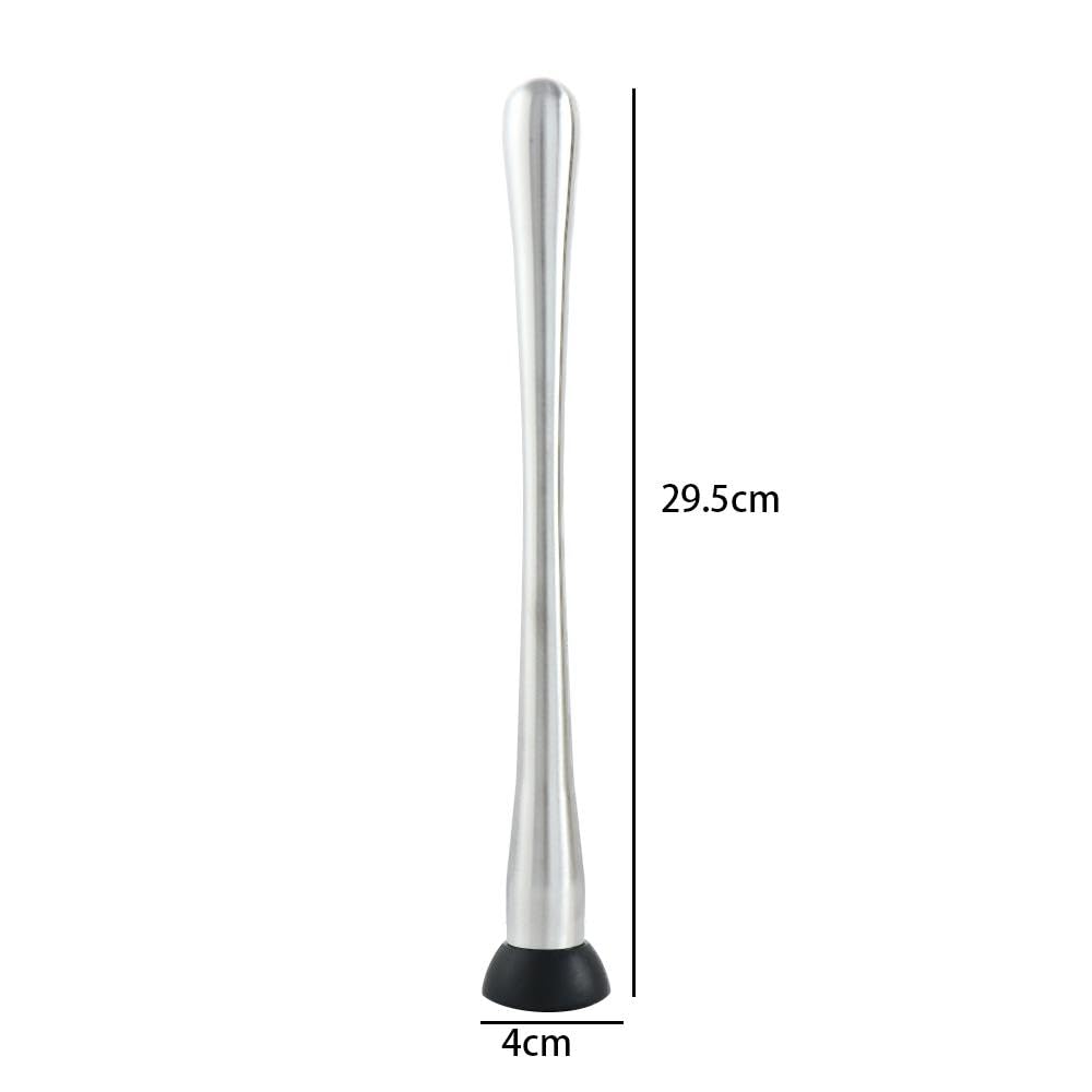 Professional Muddler for Cocktails, Stainless Steel Cocktail Muddler Home Bar Tool, Old Fashioned Long Drink Muddler for Mojito and Fruit Drinks, 11.6 Inch