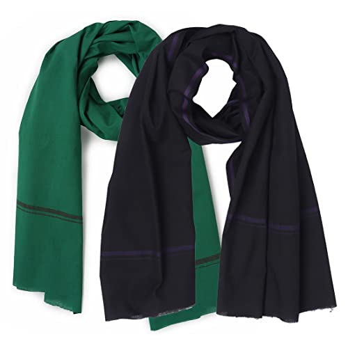 Image of Cotton Handloom Bath Towel Gamcha Skin Friendly Soft Shrink Proof Summer Cotton Towel for Men Boys Multi Purpose Black Dark Green (Pack of 2)