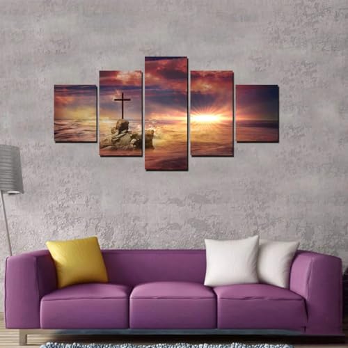 Déco murale salon océan et croix jésus pour une ambiance apaisante