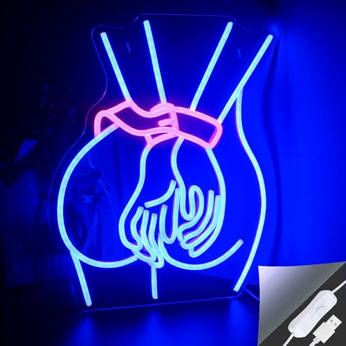 Image of Looklight Lady Neon Sign, Led Light Sign For Wall Decor, Lady Back Neon Light Up Signs USB Powered, Blue Dimmable LED Sign for Bedroom Man Cave Game Room Home Party Art Decor, Bar, Club, Gift