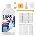 Tile Grout Repair, 280ml/9.4oz Fast Drying Grout Repair Kit, Grout Filler Tube Repair Kit, Tile Grout Paint, Grout Sealer Restore and Renew Bathroom Floor, Tile Gaps, Joints, Lines (White)