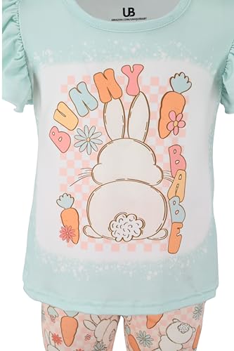Image of Unique Baby 2 Piece Girls Double Bell Bottom Leggings Outfit with Short Sleeved Shirt Kid and Toddler Clothes Set