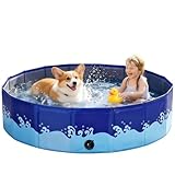 Nobleza Hundepool Faltbar, Hundeschwimmbad mit kratzfestem Oxford-Gewebe, rutschfestes Hundeplanschbecken für Garten Outdoor Indoor, tragbare Hundebadewanne, 80 x 20 cm, Blau