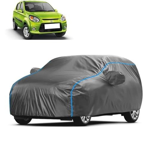 Image of Kerwa Car Body Cover Waterproof with Maruti Suzuki Alto, Dust & UV Resistant All-Weather Proof Full Body Cover, Grey with Blue Lining, Triple Stitched Elastic Bottom with Mirror Pocket