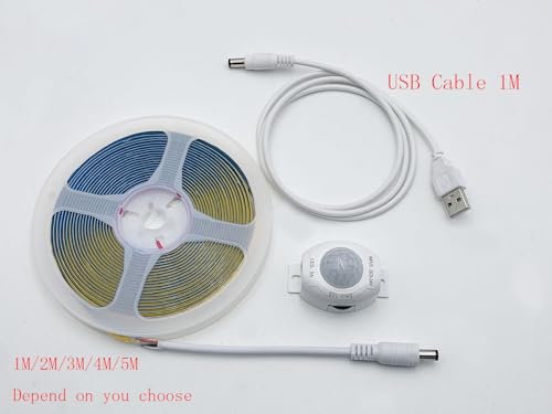 Tira LED COB 5V USB con sensor de movimiento 2m blanco cálido miniatura 2