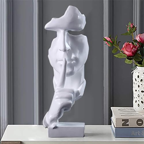 Escultura Abstracta Silencio es Oro de Resina Blanca Mediana miniatura 3