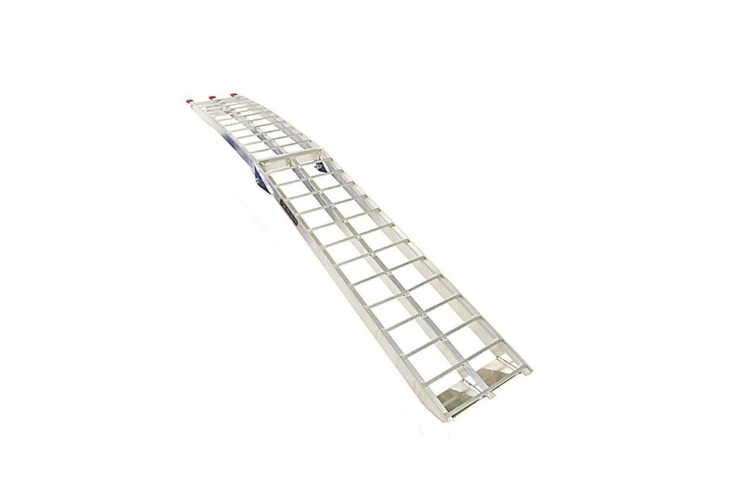 UNITRAILER Rampa de Carga Plegable de Aluminio 221 cm 340 kg ALR002 | Aluminio anticorrosivo con correa de seguridad. Para cargar motos, quads y cortacéspedes en remolques y furgonetas.