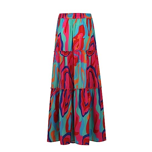 Pleated Maxi Skirts for Women Trendy Tiered Flowy Skirt Drawstring High Waisted Long Skirt A Line Ruffle Skirt3