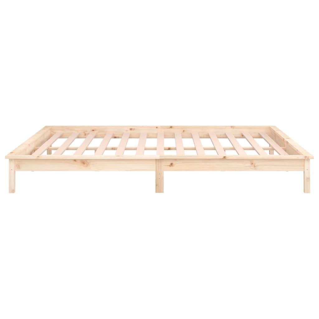 Lite drewno sosnowe z kolorowym LED Stelaż listwowy brąz 180x200 cm | Rama łóżka z LED 180x200 cm Super King lite drewno sosnowe RGB podświetlenie