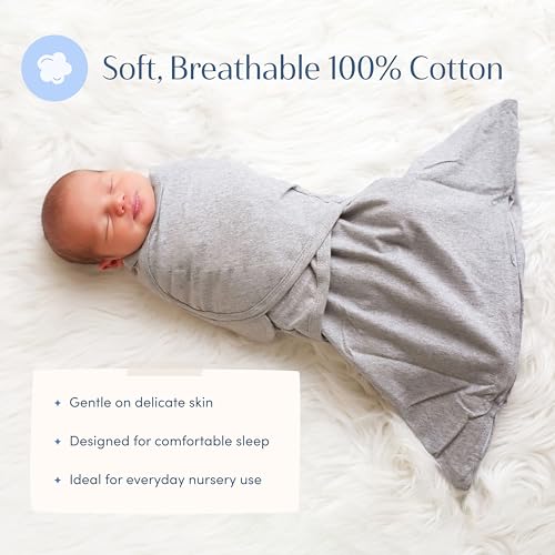 Image of SleepingBaby Zippy Swaddle - 100% Cotton Newborn Swaddle Transition Wearable Blanket with Bottom Zipper - Secure, Breathable for Safer Sleep - Heather Grey - Small /Medium (7-13 lbs)