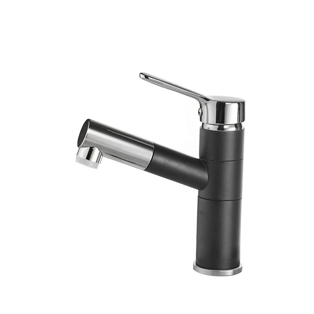 Mitigeur de salle de bain en laiton bicolore noir et chrome premium