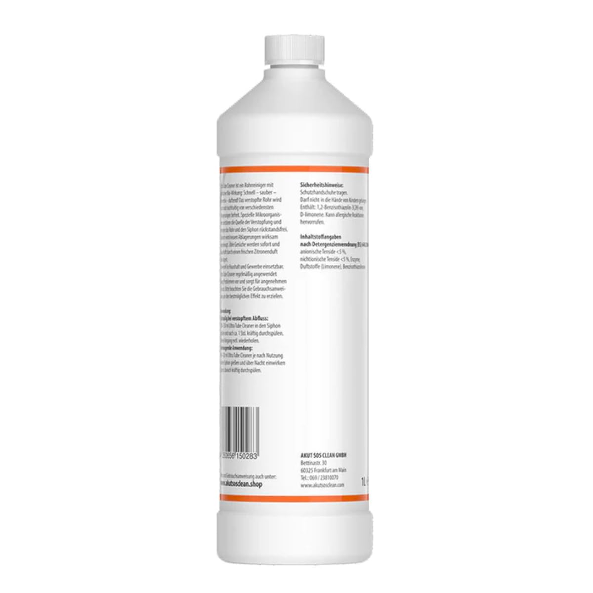 Akut SOS Clean ULTRA TUBE CLEANER Bio Enzym Rohrreiniger | biologisch abbaubarer Rohrreiniger | BIO Rohrreiniger | Bio Reiniger mit Mikroorganismen zertetzt Fette & Öle 1L