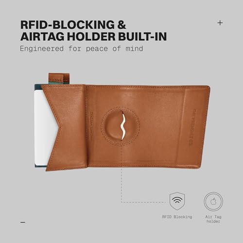 The Frenchie Co. - AirTag Speed Wallet - Ultra-Slim Front Pocket Wallet - Quick-access pull tab & AirTag holder - RFID blocking, holds up to 8 cards and folded cash4