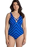  Ulla Popken Badeanzug Zigzag Traje de baño de una Sola Pieza, Azul, 52 para Mujer
