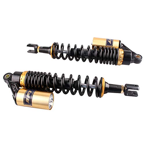 Gzyf Pair 350M Motorcycle Air Shock Absorbers Universal Fits Honda Suzuki Yamaha Kawasaki Atv Go Kart Quad Dirt Sport Bikes Black & Gold Eye To Clevis #TOP4