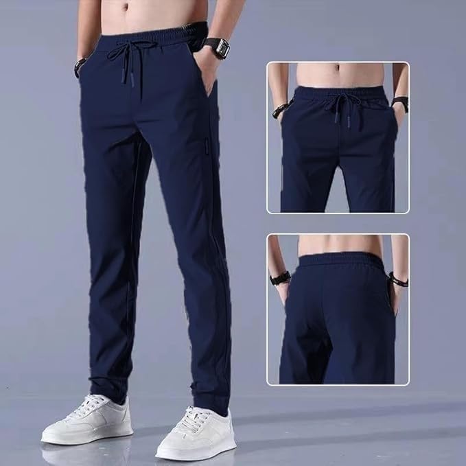 Image of Men's Lycra Solid Track Pants Combo Pack of 2