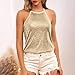 Womens Tank Tops Sleeveless Camisole Halter Neck Sparkly Sequin Tops for Women Trendy Fashion Party Casual Tops Beige L