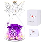 HADM Praying Angel Gifts Birthday Flower Angel Gifts,Preserved Real Roses in Glass Guardian Angel Fi