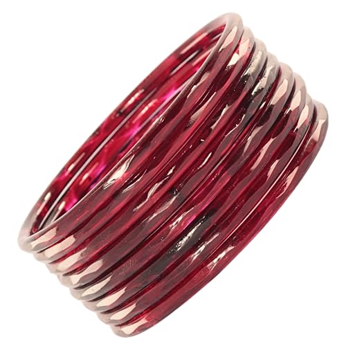 Image of ZULKA Designer Plain Glossy Glass Kada Set For Women & Girls With Diamond Cut Design | Fancy Designer Glass Bangles | Traditional Chudi | Kanch Ki Churi | Stylish Glass Kada For Wedding - Set Of 8
