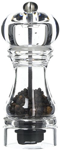 T&G Classic Capstan Clear Acrylic Pepper Mill with Satin Finish Knob, 14.5 cm