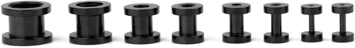 16pcs Black Stainless Steel Ear Stretcher Plugs for Pierced Ears