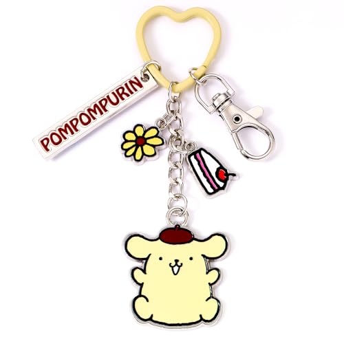 Hello Kitty Pompompurin Keyring with Charms